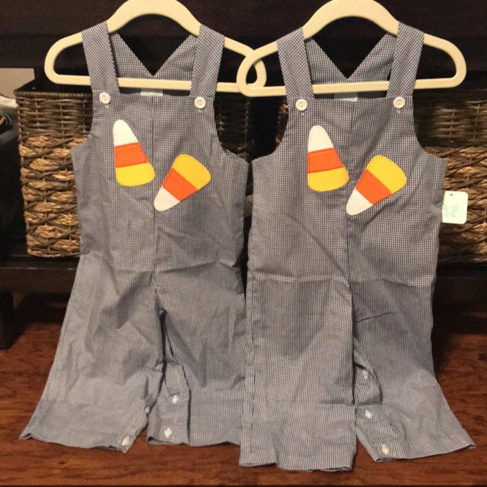 Blue Gingham Candy Corn Longalls